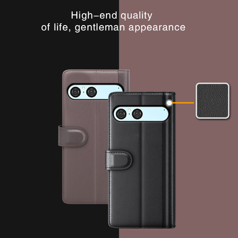  Sony Xperia 10 VII Fodral Premium Äkta Läder Brun