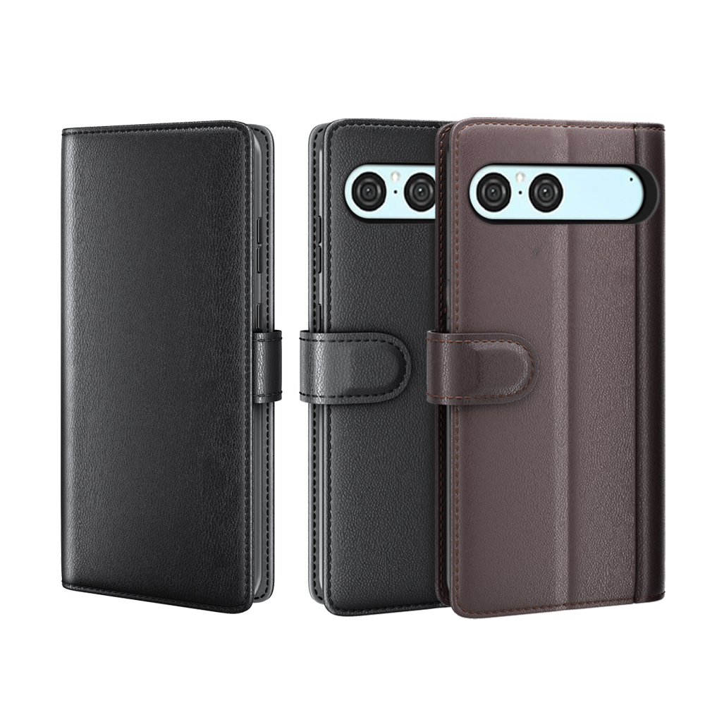  Sony Xperia 10 VII Fodral Premium Äkta Läder Brun