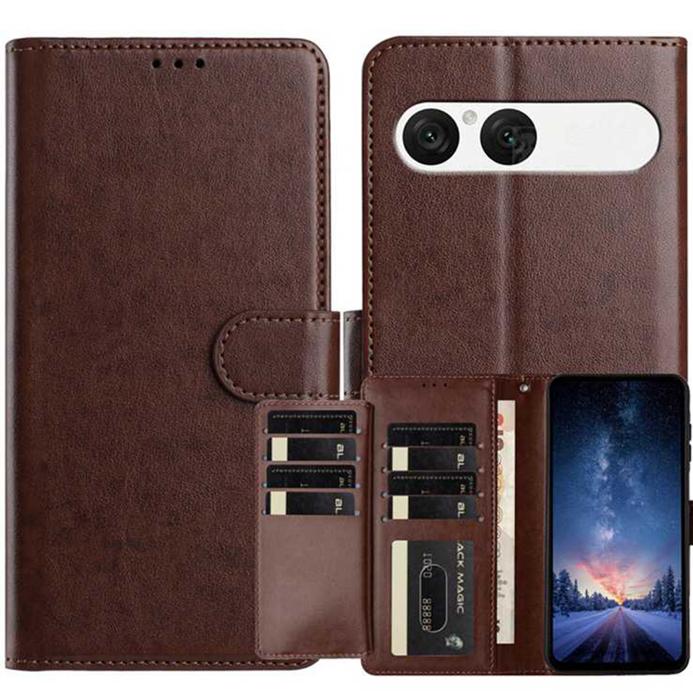  Sony Xperia 10 VII Fodral Multifunktionellt Läder Brun
