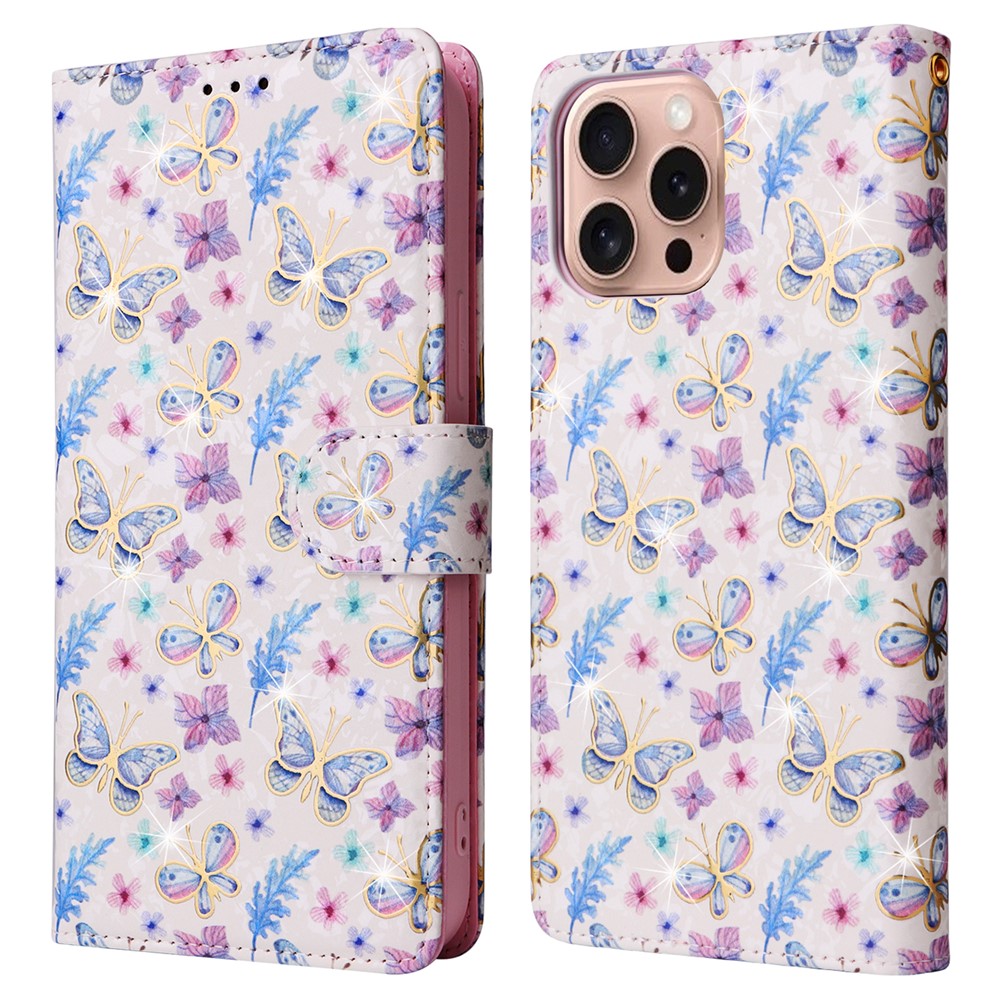  iPhone 16 Pro Fodral RFID Läder Fjärilar / Blommor