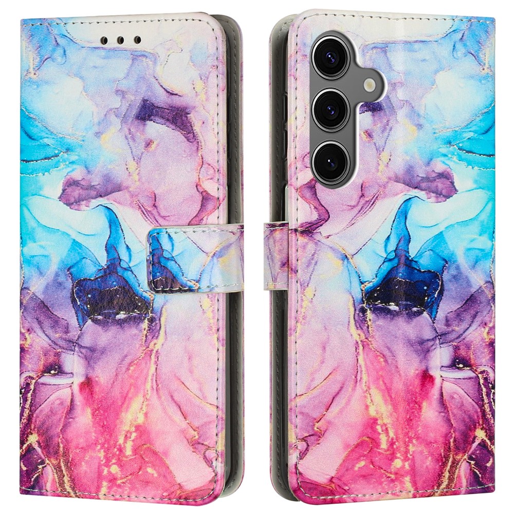  Samsung Galaxy A26/A17/A16 Fodral Läder Marmor Rosa / Lila