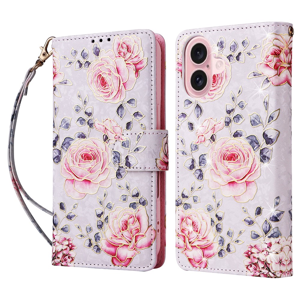  iPhone 17 Fodral RFID Läder Rosa Blommor