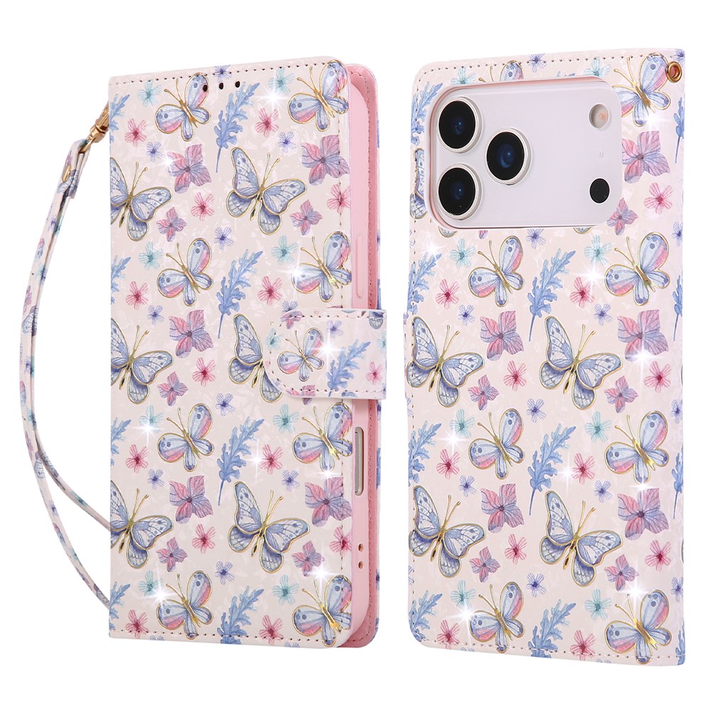  iPhone 17 Pro Fodral RFID Läder Fjärilar / Blommor
