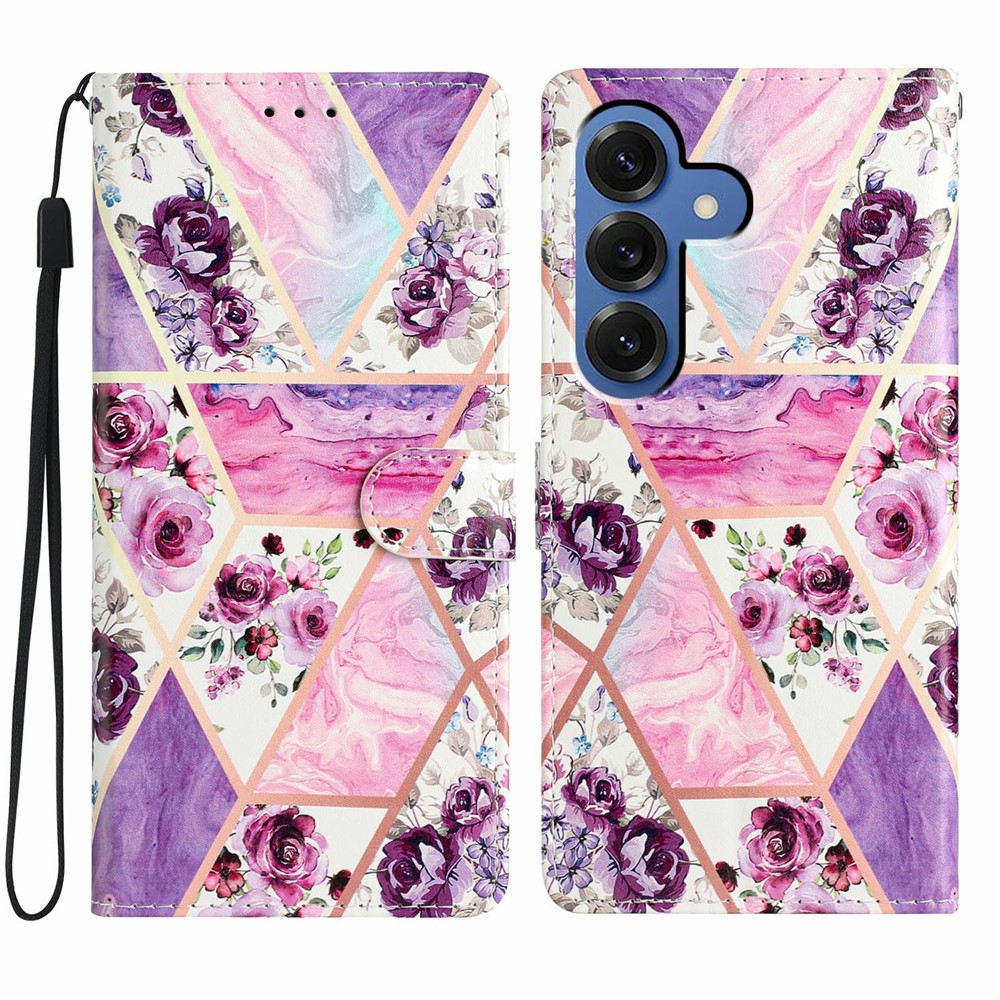  Samsung Galaxy S26 Fodral Med Tryck Lila Marmor