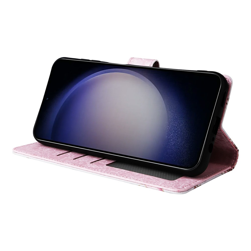  Samsung Galaxy S26 Plus Fodral RFID Läder Rosa Blommor