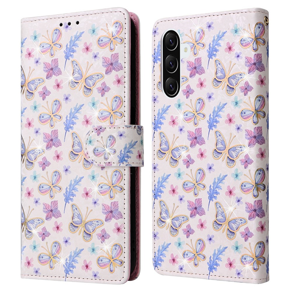  Samsung Galaxy A57 5G Fodral RFID Läder Fjärilar/Blommor