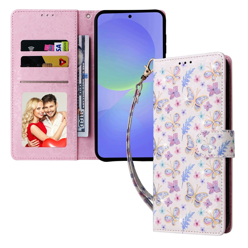  Samsung Galaxy A57 5G Fodral RFID Läder Fjärilar/Blommor