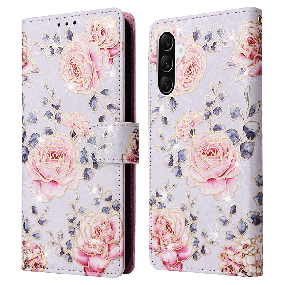  Samsung Galaxy A57 5G Fodral RFID Läder Rosa Blommor
