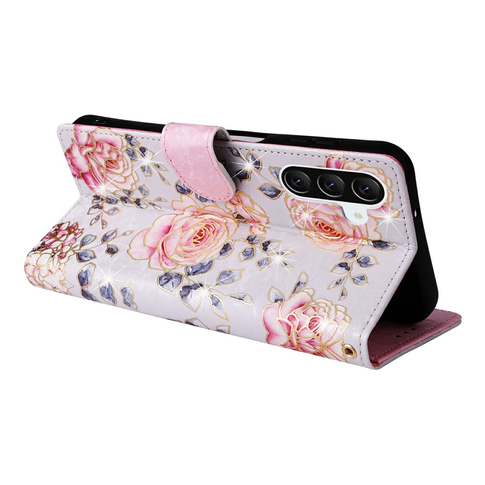  Samsung Galaxy A57 5G Fodral RFID Läder Rosa Blommor