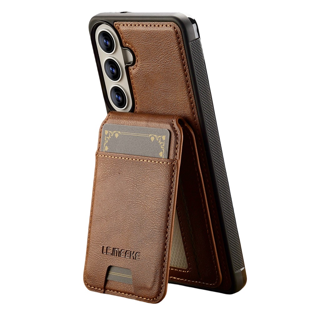 LC.IMEEKE LC.IMEEKE Galaxy S26 Skal Med Avtagbar Korthållare Läder Brun