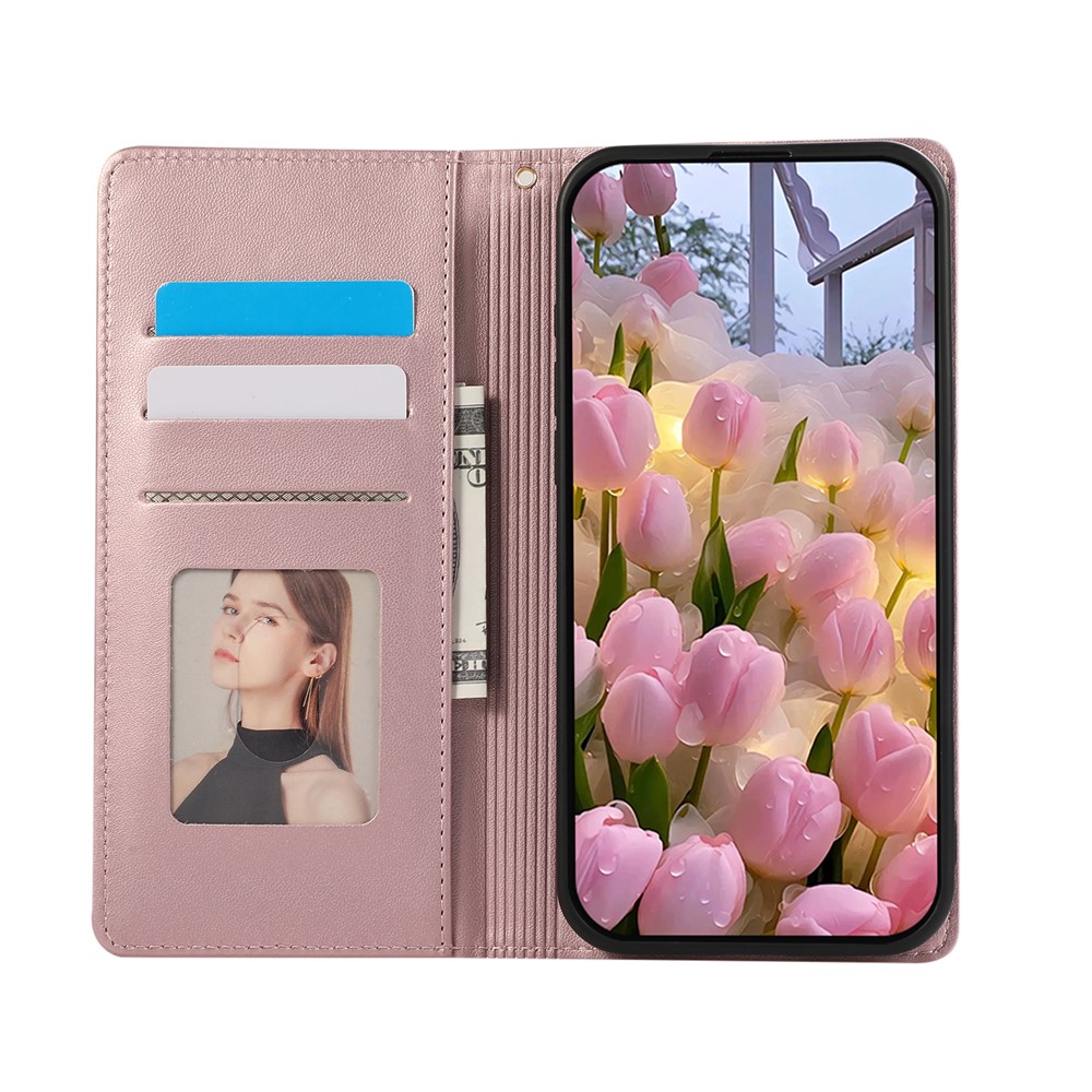  Samsung Galaxy A37 5G Fodral RFID Rhombus Läder Roséguld