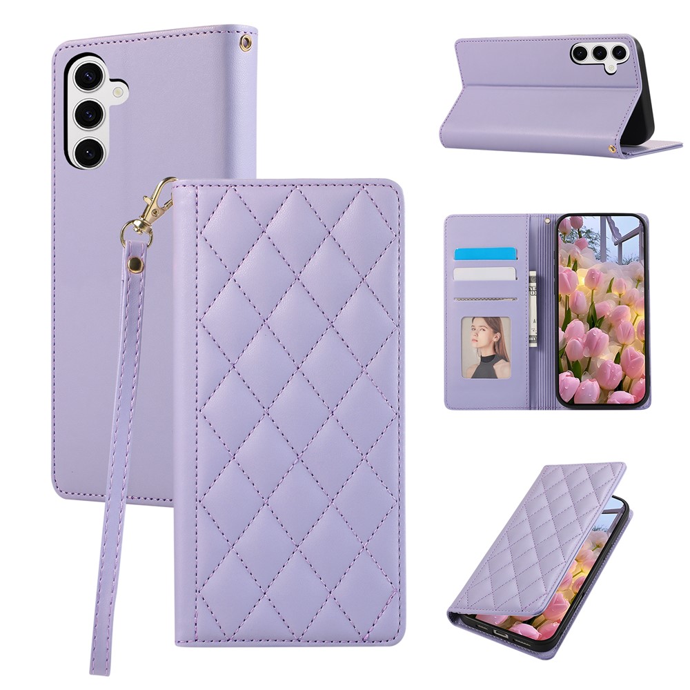  Samsung Galaxy S26 Plus Fodral RFID Rhombus Läder Lila