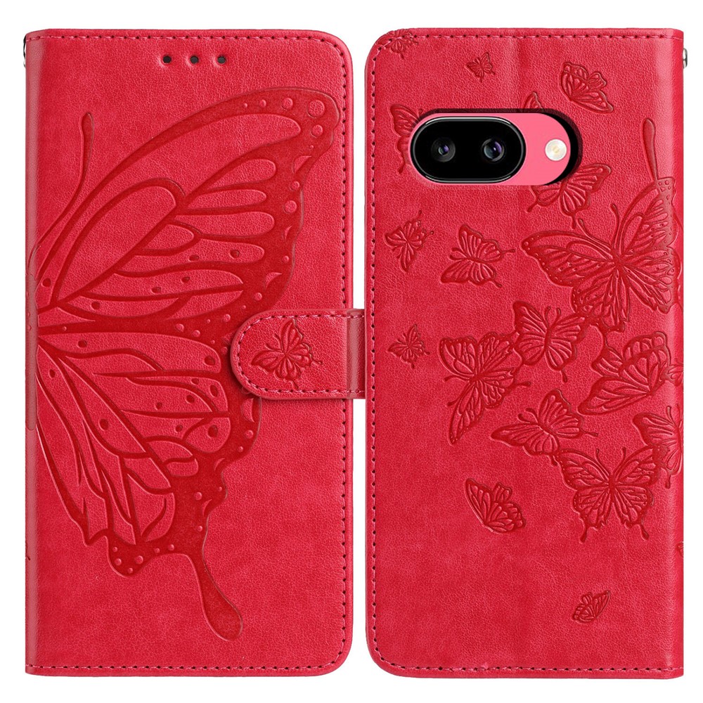  Google Pixel 10a Fodral Med Fjäril Tryck Röd