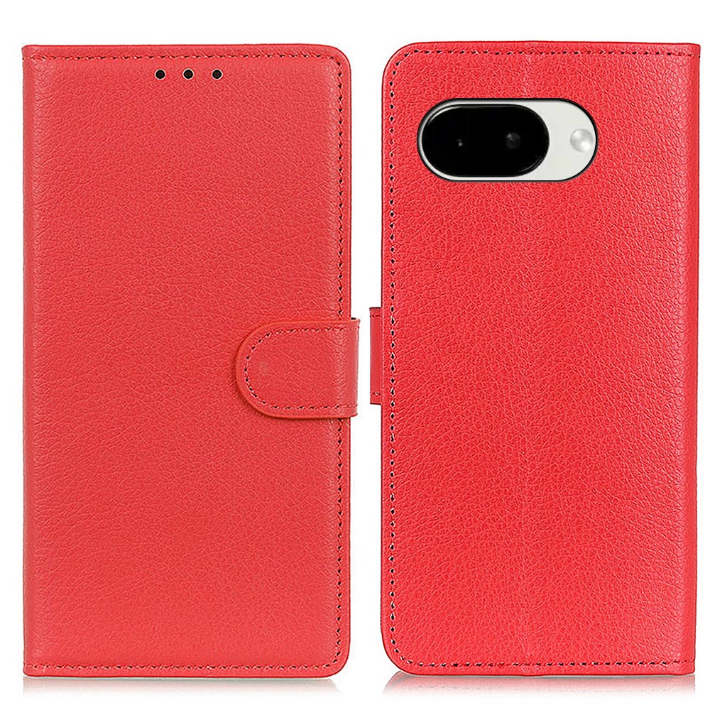  Google Pixel 10a Fodral Litchi Läder Röd
