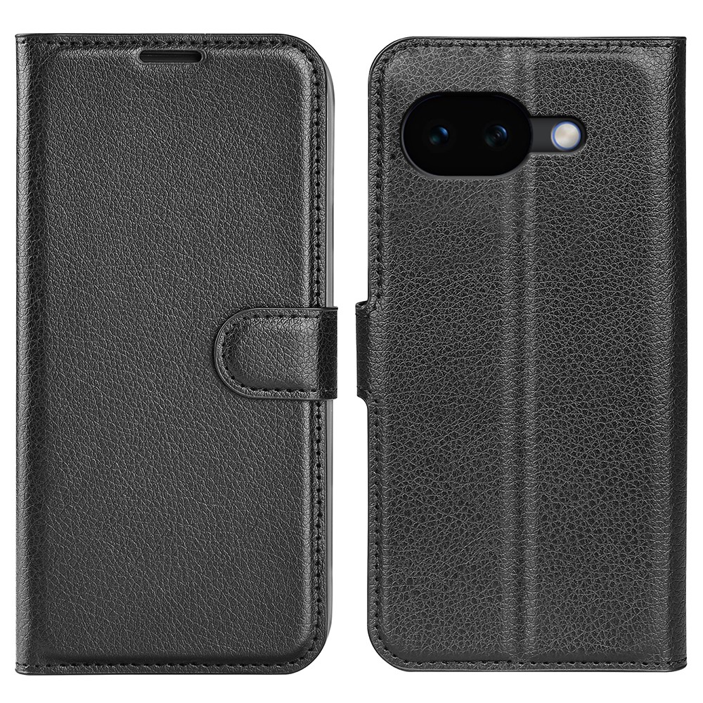  Google Pixel 10a Fodral Litchi Läder Svart