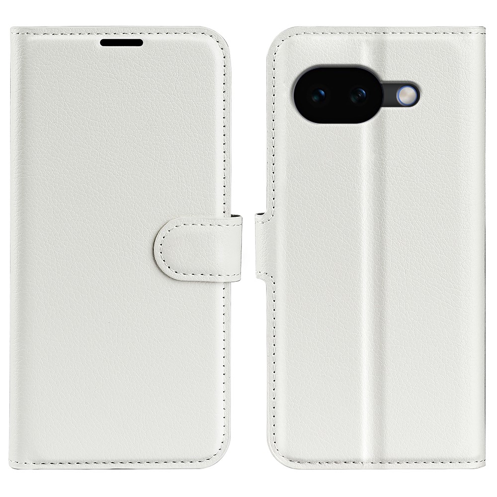  Google Pixel 10a Fodral Litchi Läder Vit
