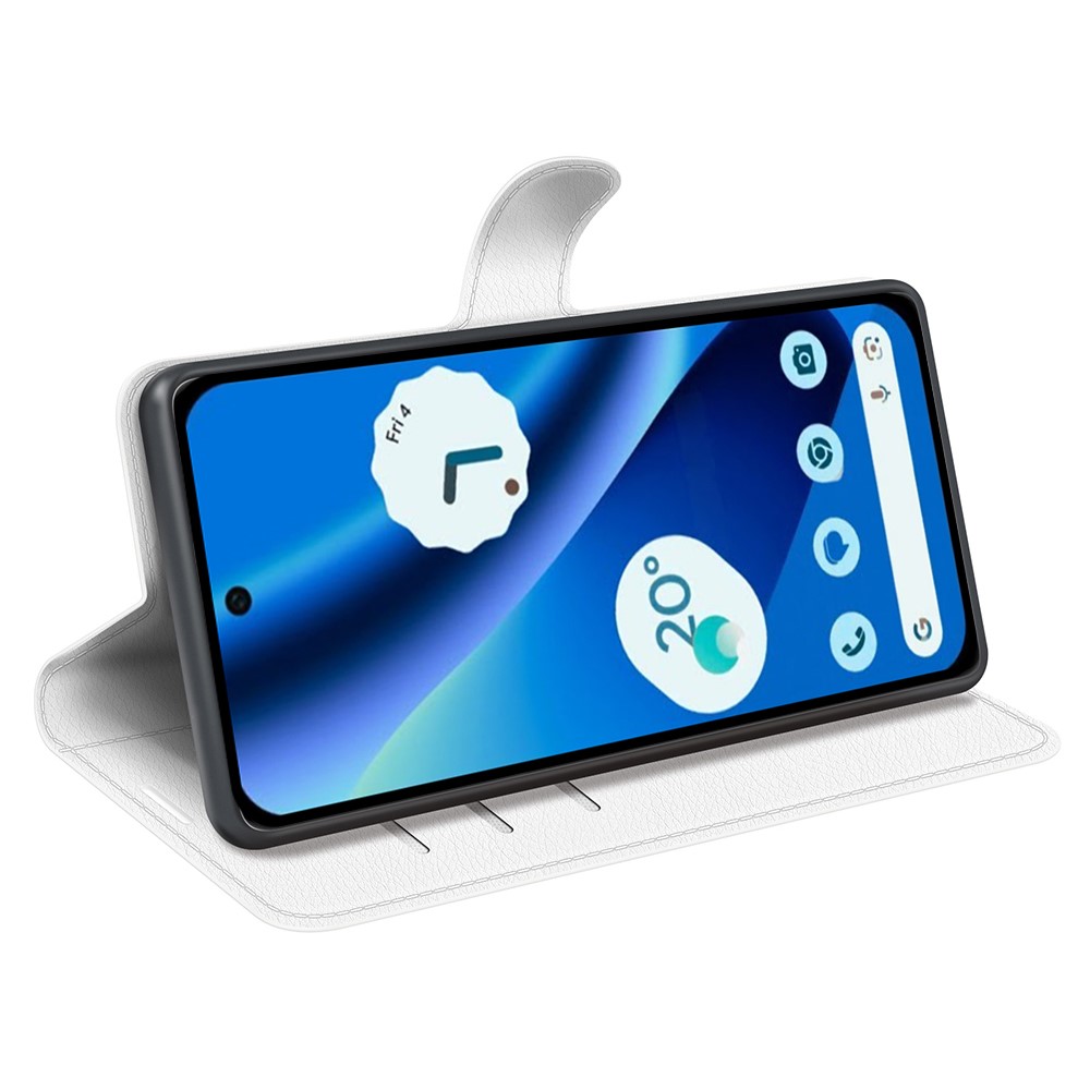  Google Pixel 10a Fodral Litchi Läder Vit