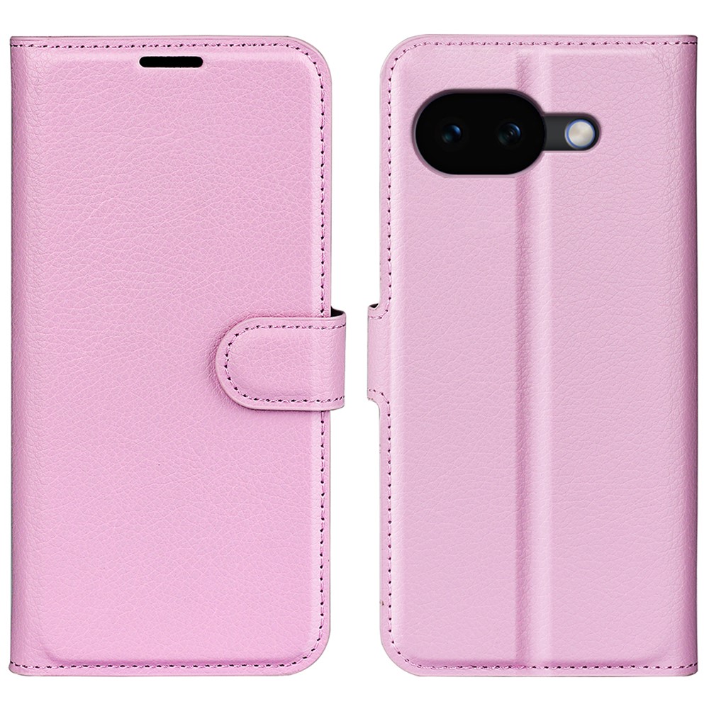  Google Pixel 10a Fodral Litchi Läder Ljus Rosa