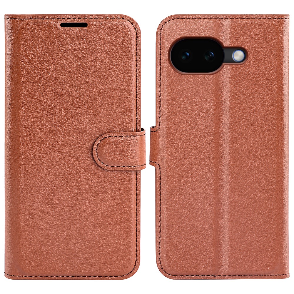  Google Pixel 10a Fodral Litchi Läder Brun