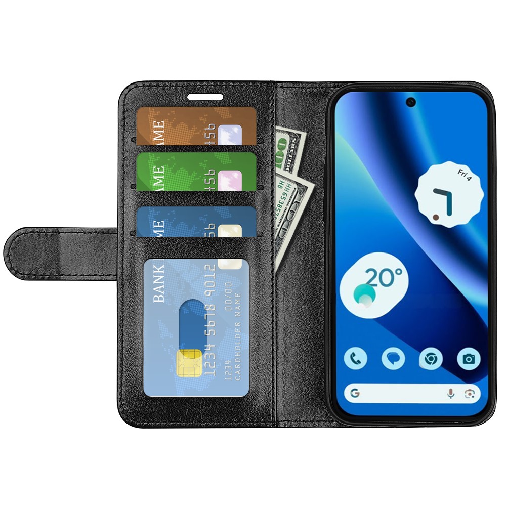  Google Pixel 10a Fodral Crazy Horse Läder Svart