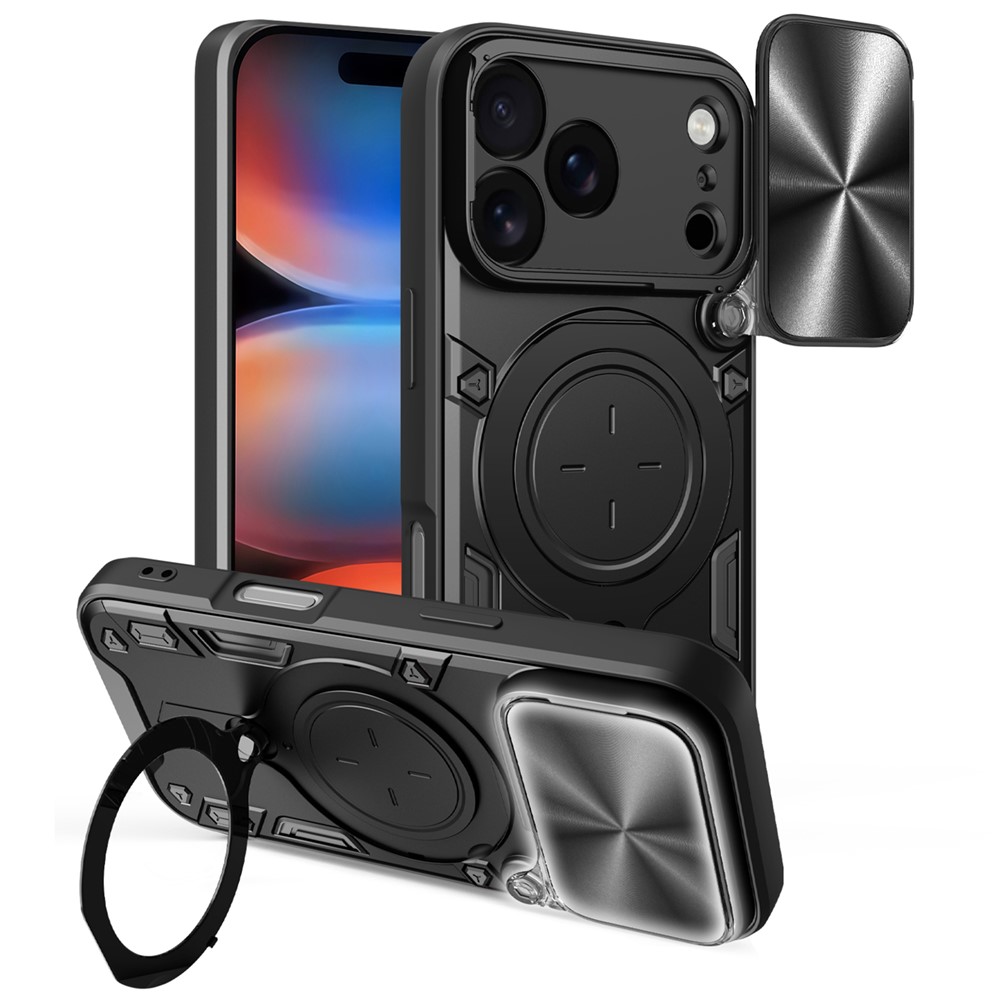  iPhone 17 Pro Skal CamShield Kickstand Hybrid Svart