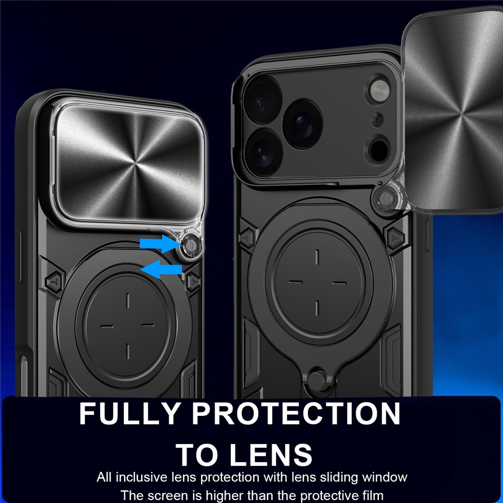  iPhone 17 Pro Skal CamShield Kickstand Hybrid Svart