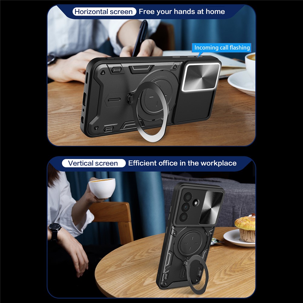  Samsung Galaxy A57 5G Skal CamShield Kickstand Hybrid Svart