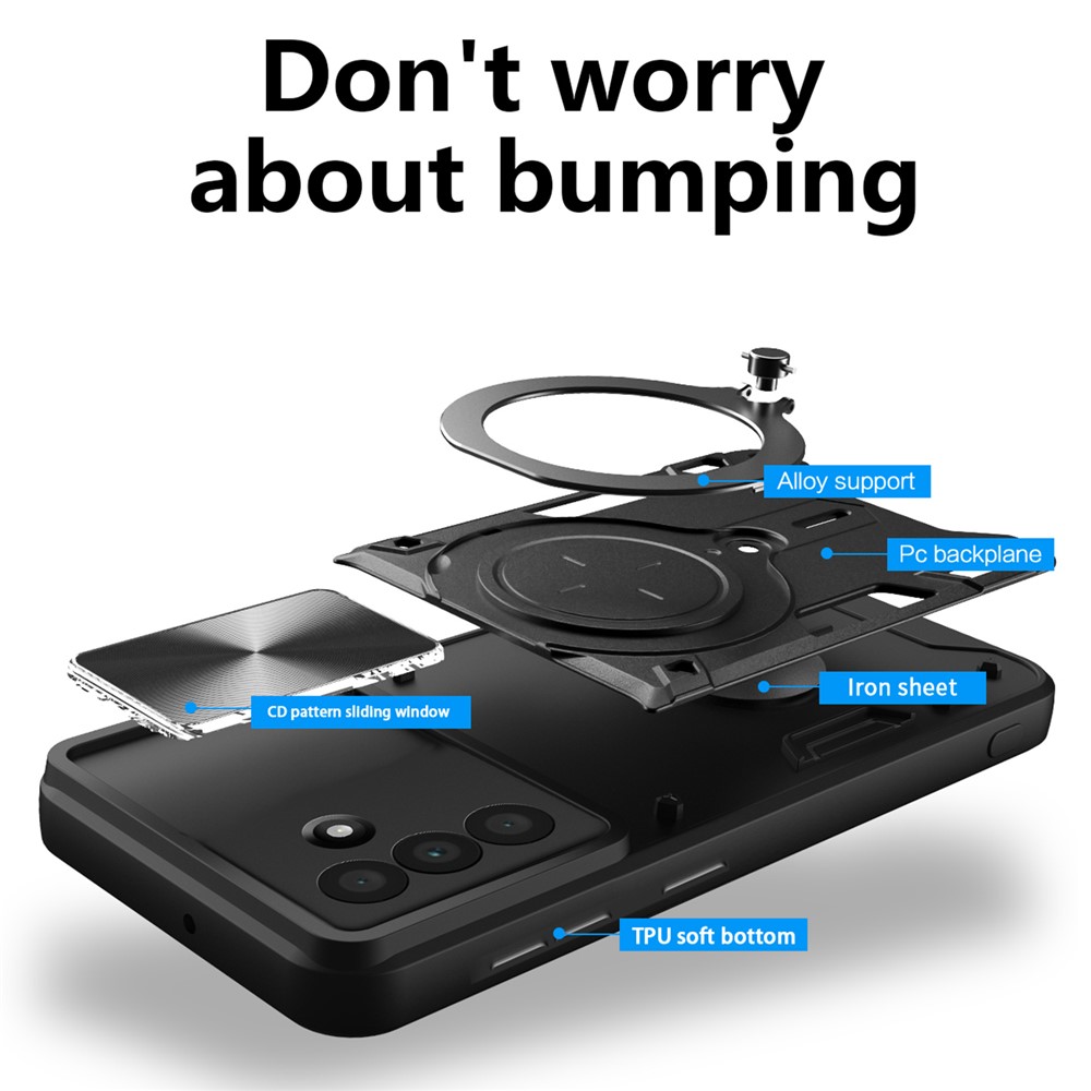  Samsung Galaxy A37 5G Skal CamShield Kickstand Hybrid Svart