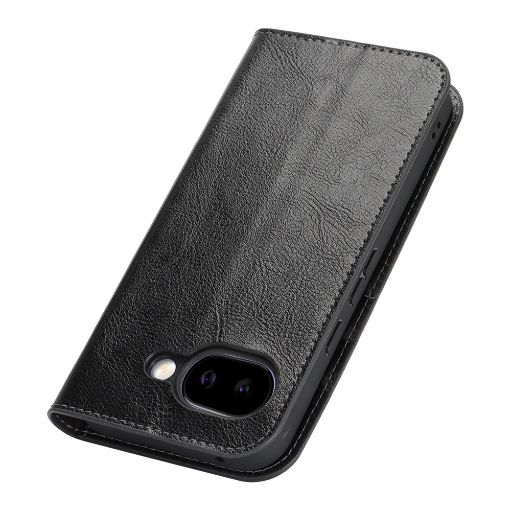  Google Pixel 10a Fodral Flip Äkta Läder Svart