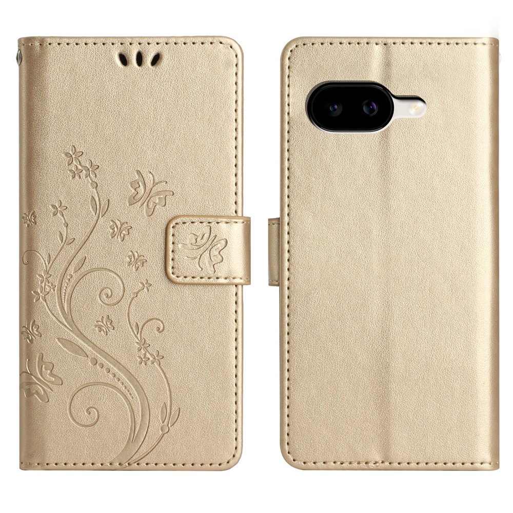  Google Pixel 10a Fodral Med Blommigt Tryck Guld