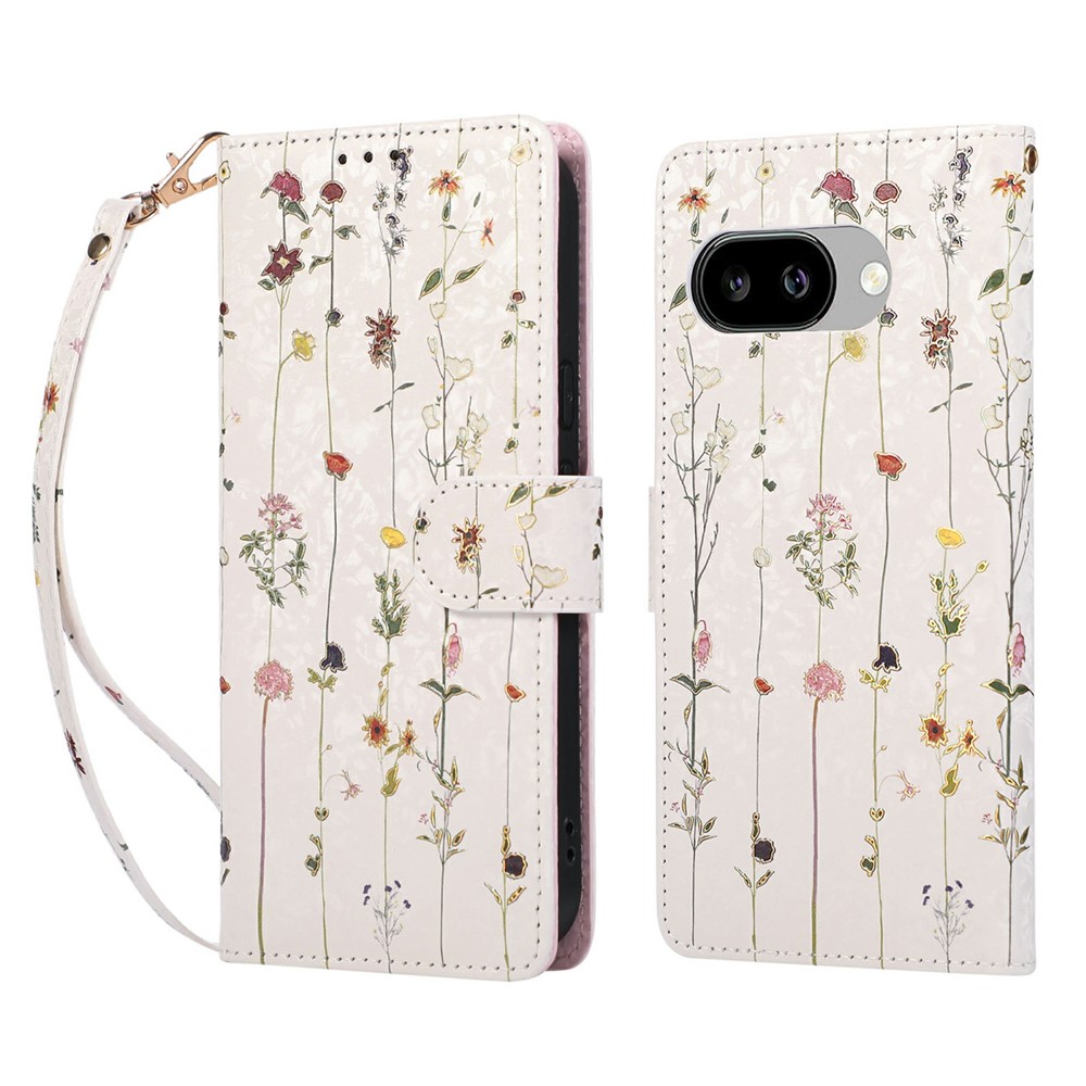  Google Pixel 10a Fodral RFID Läder Små Blommor