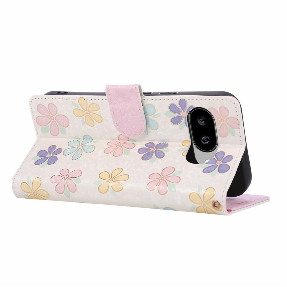  Google Pixel 10a Fodral RFID Läder Färgglada Blommor