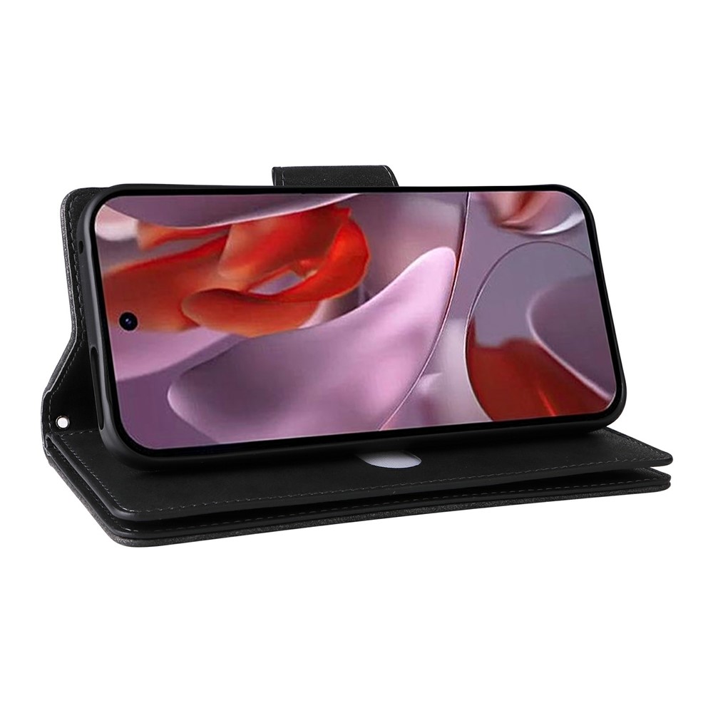  Google Pixel 10a Fodral Med Kortfack Läder Svart