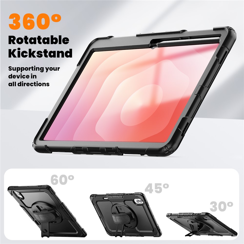  Galaxy Tab S11 Ultra Skal 360 Shockproof Hybrid Kickstand Svart