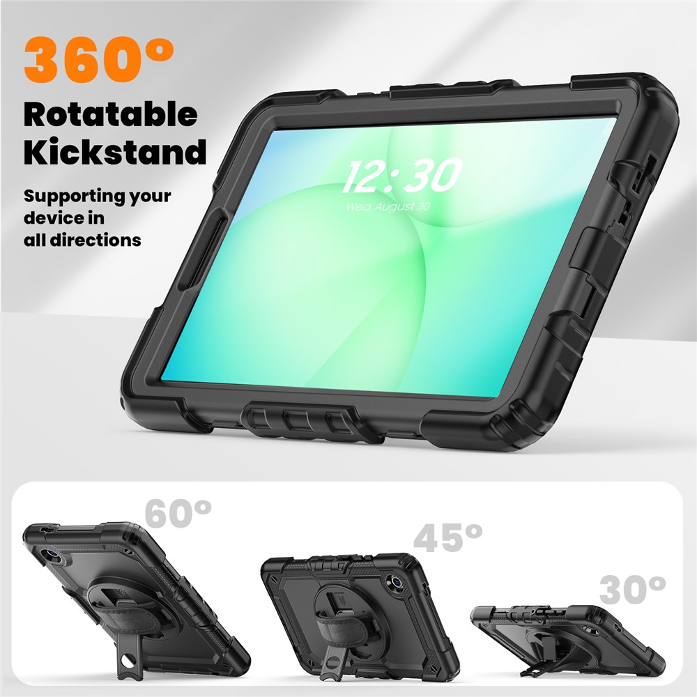 Galaxy Tab A11/A9 Skal 360 Shockproof Hybrid Kickstand Svart