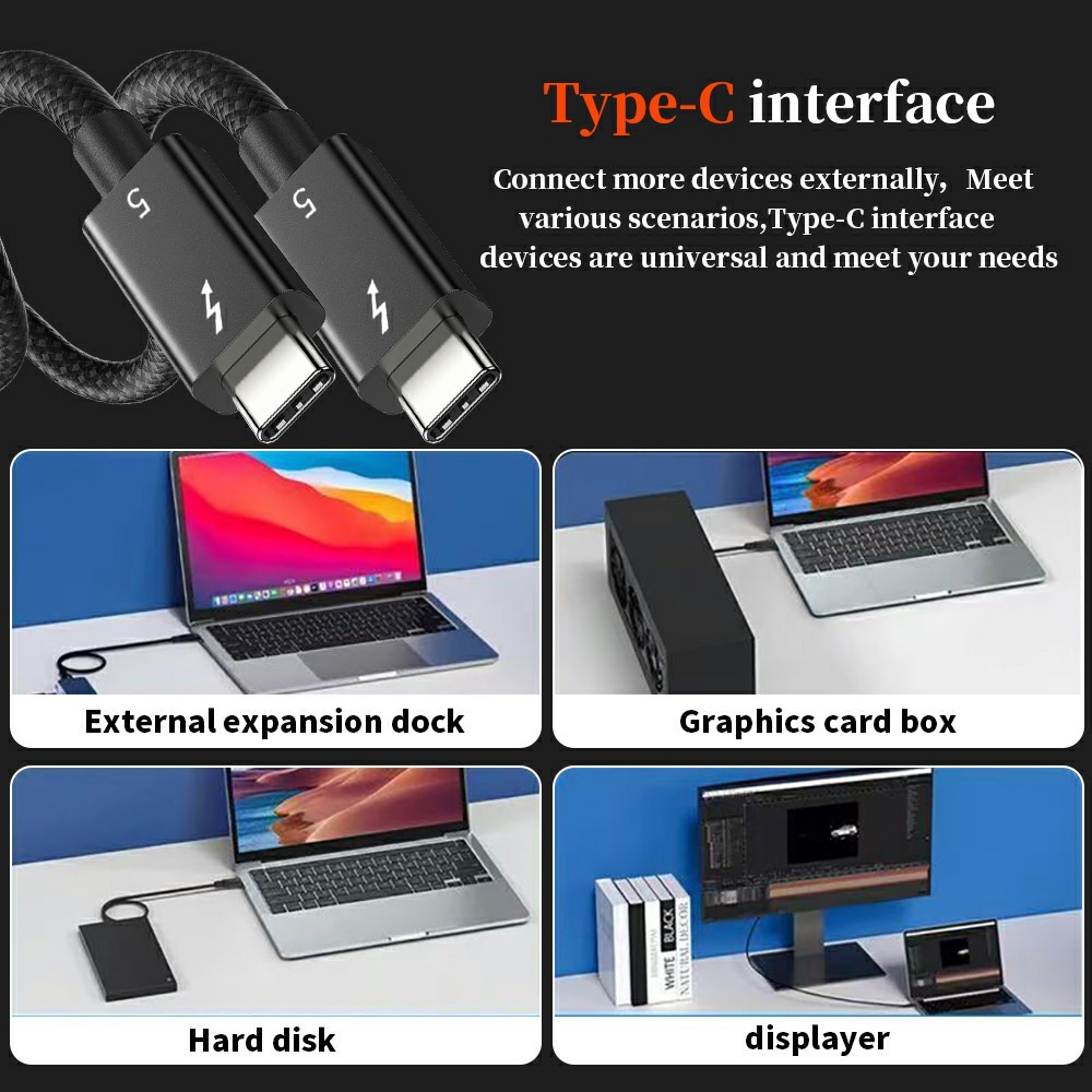  1m Thunderbolt 5 Kabel USB-C 240W 8K / 60Hz PD Svart