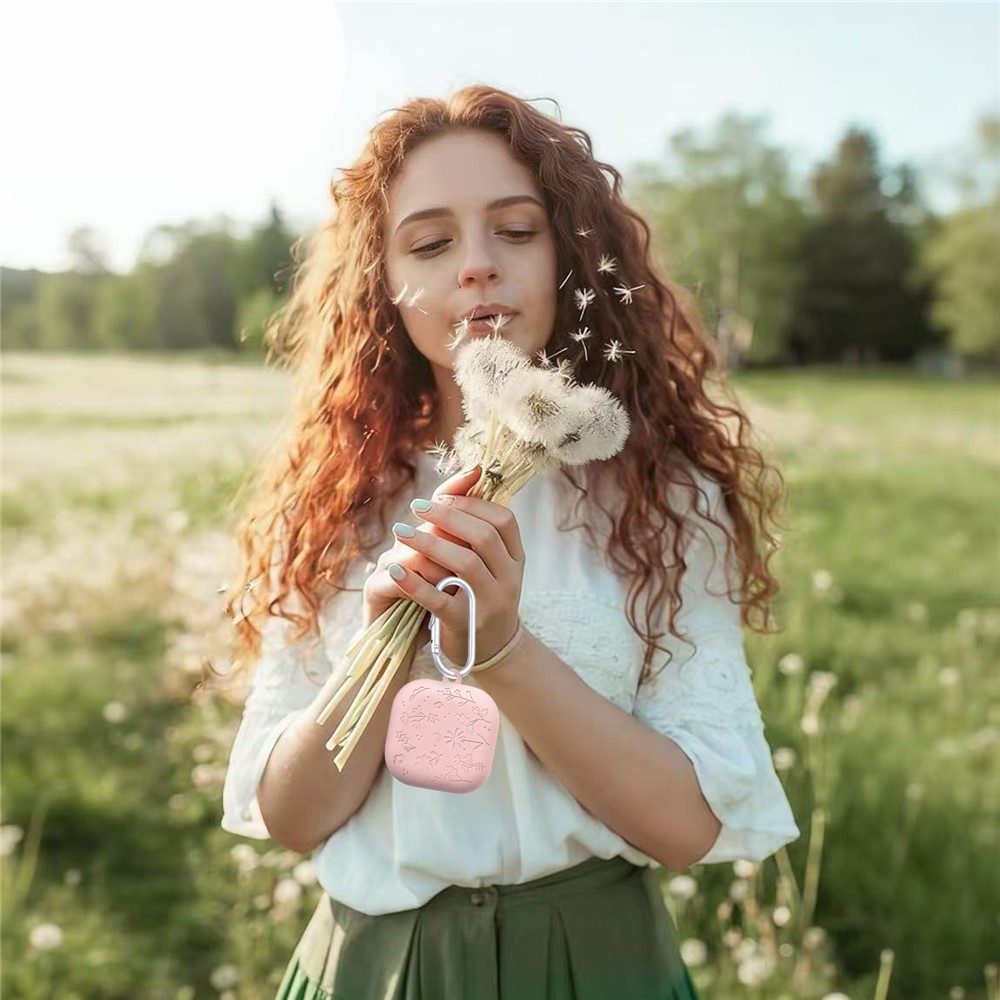  Samsung Galaxy Buds 4 / 4 Pro Skal Silikon Blommigt Tryck Rosa