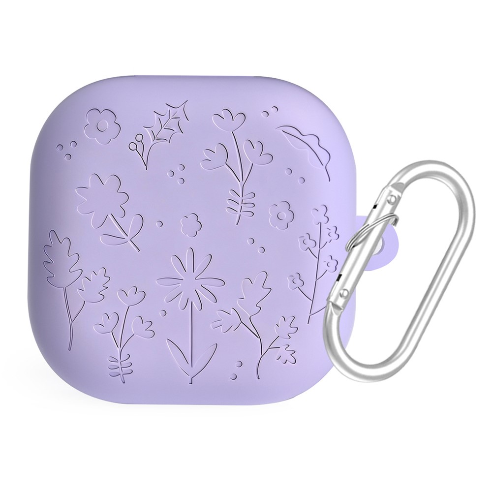  Samsung Galaxy Buds 4 / 4 Pro Skal Silikon Blommigt Tryck Lila