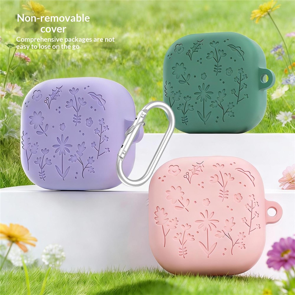  Samsung Galaxy Buds 4 / 4 Pro Skal Silikon Blommigt Tryck Lila
