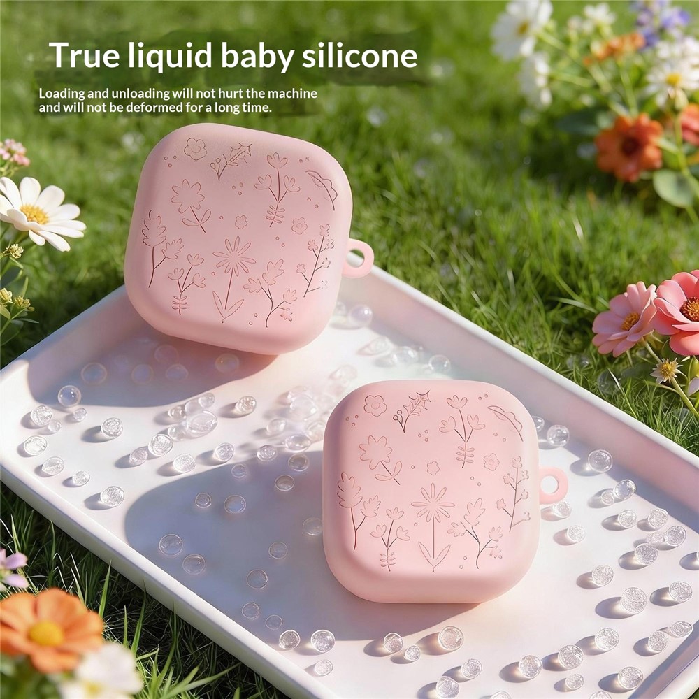  Samsung Galaxy Buds 4 / 4 Pro Skal Silikon Blommigt Tryck Grön