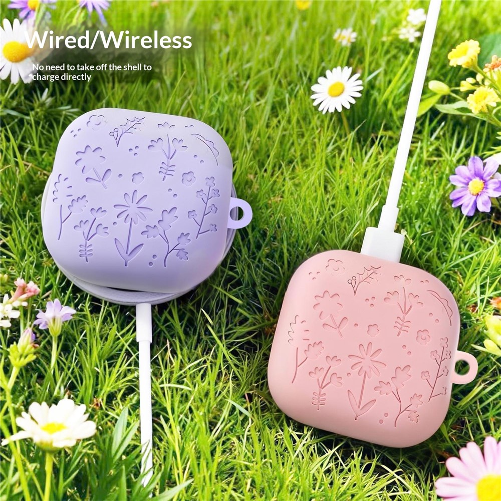  Samsung Galaxy Buds 4 / 4 Pro Skal Silikon Blommigt Tryck Grön