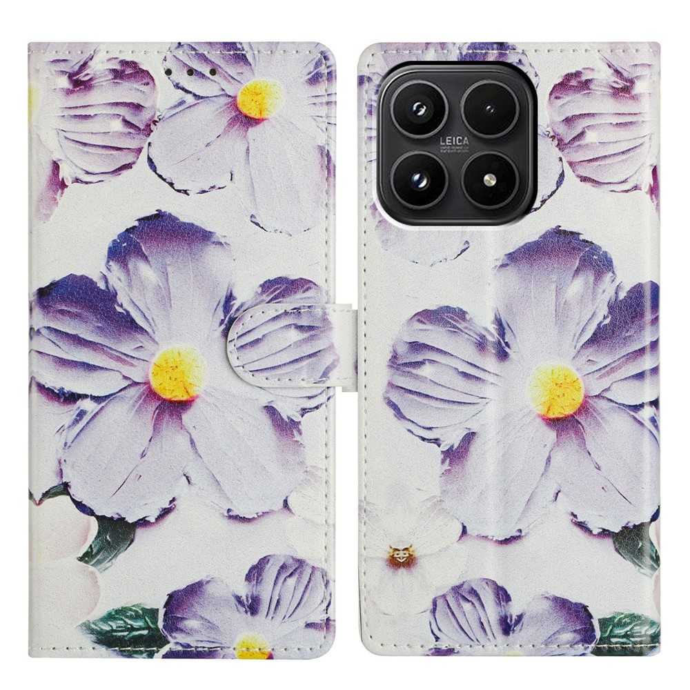  Xiaomi 17 Fodral Läder Blommor Lila