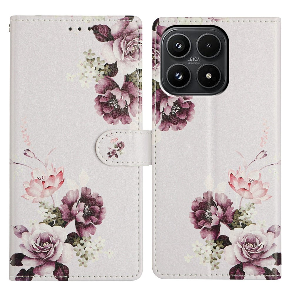  Xiaomi 17 Fodral Läder Blommor Rosa