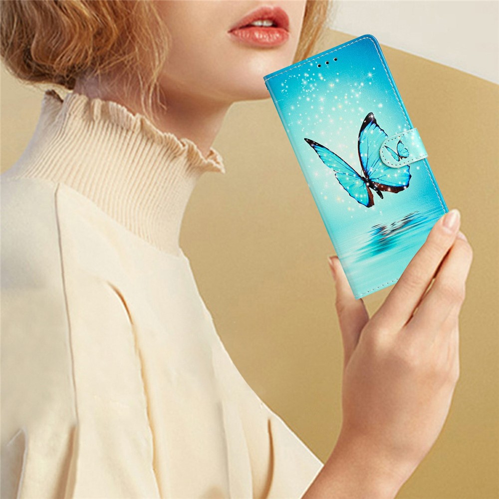  Samsung Galaxy A27 5G Fodral Läder Fjäril Blå