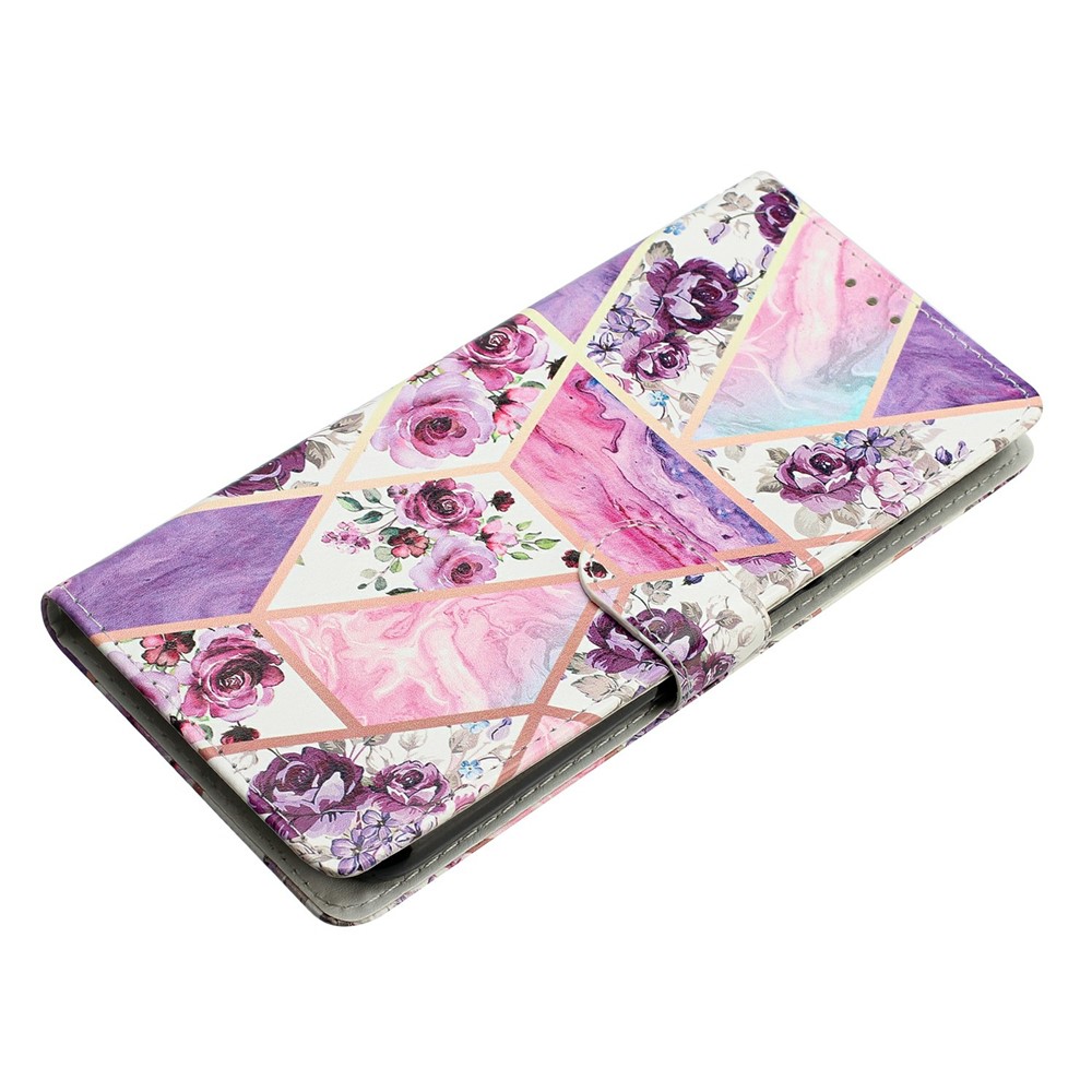  Samsung Galaxy A27 5G Fodral Läder Blommor Rosa/Lila