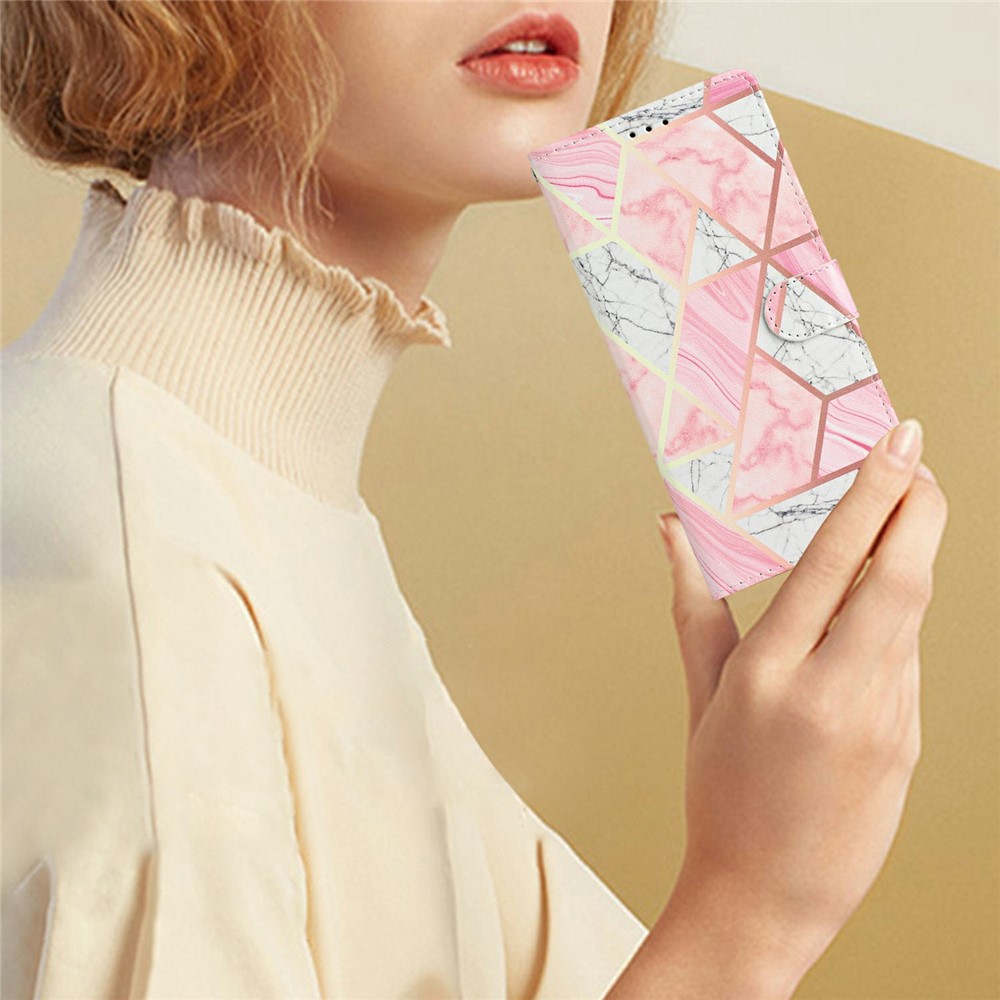  Samsung Galaxy A27 5G Fodral Läder Marmor Rosa