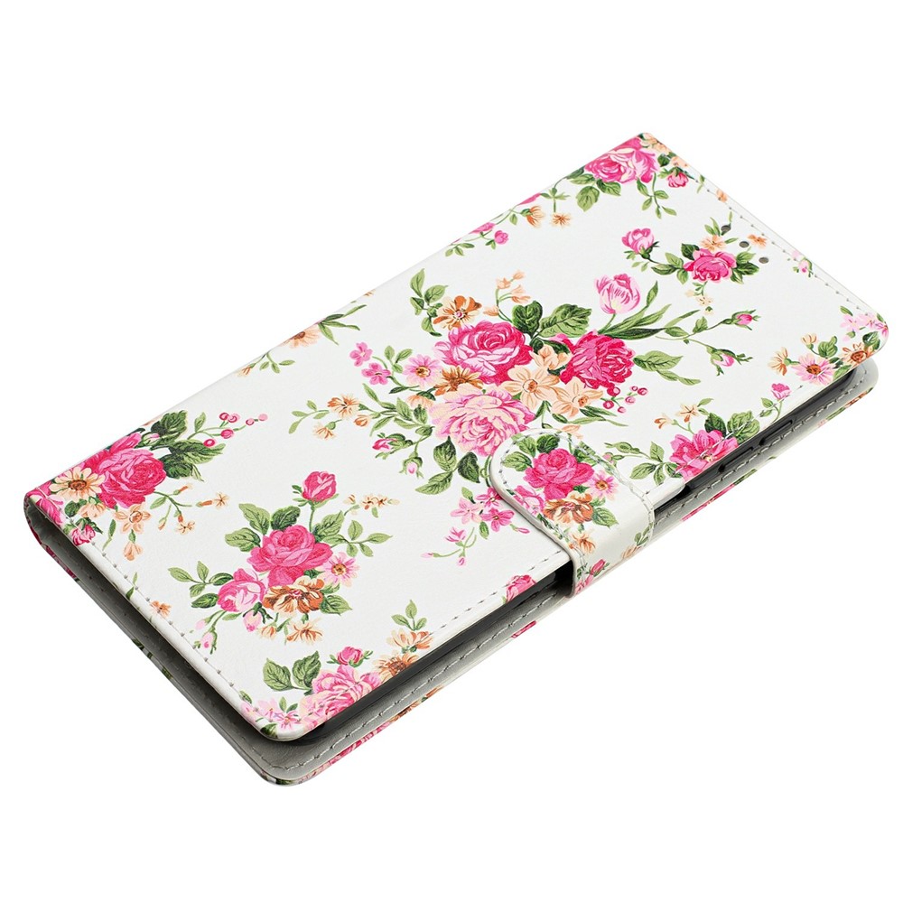  Samsung Galaxy A27 5G Fodral Läder Blommor Rosa