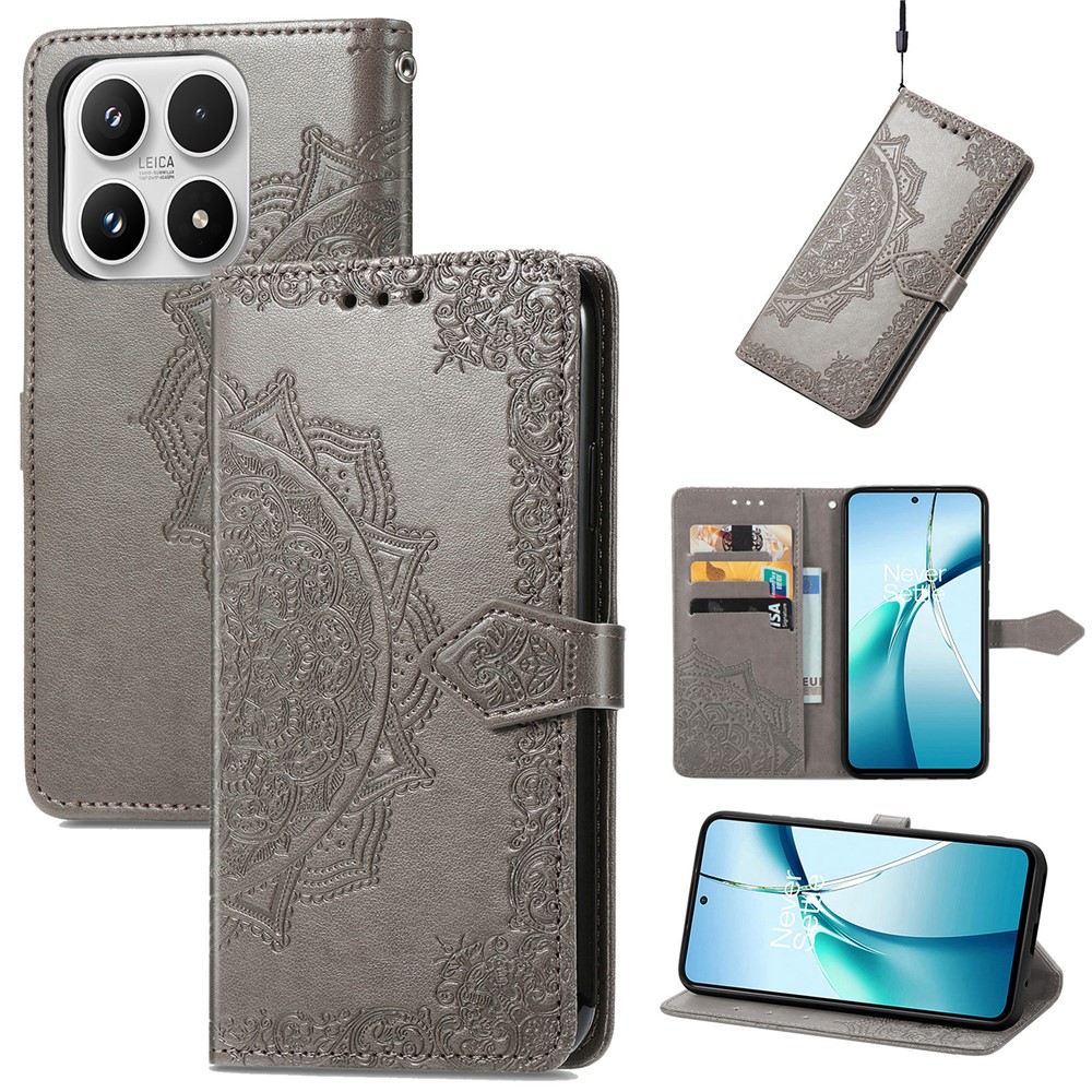  Xiaomi 17 Fodral Läder Mandala Grå