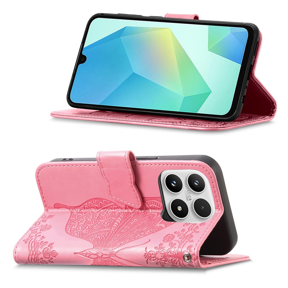  Xiaomi 17 Fodral Läder Fjäril Rosa