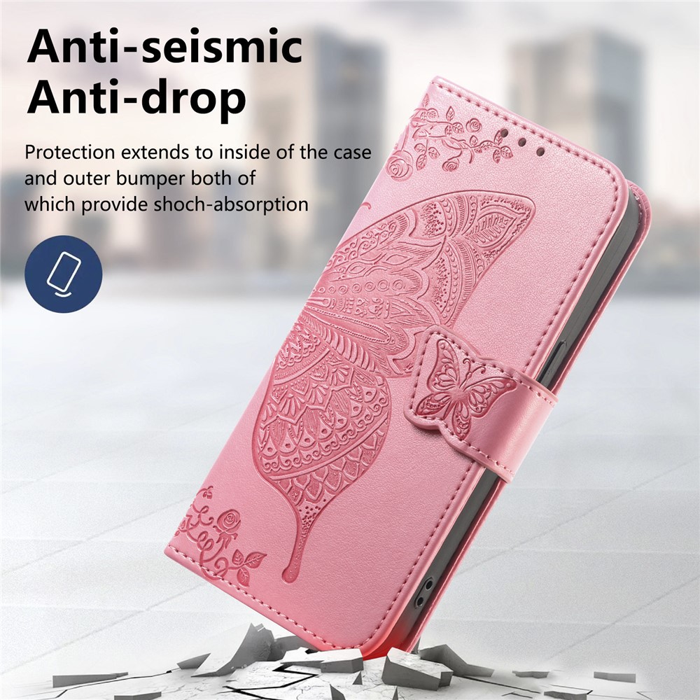  Xiaomi 17 Fodral Läder Fjäril Rosa
